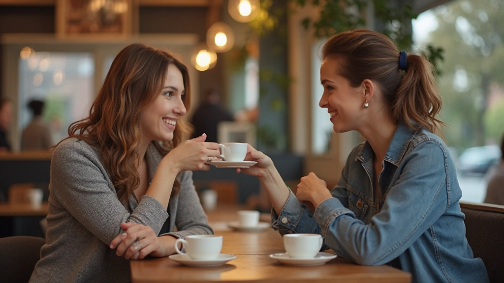 Twee vrouwen die Nederlands spreken in een koffietentje